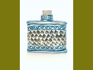 Slab Built Fish Scale Flask or Bud Vase