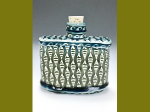 Slab Built Fish Flask or Bud Vase